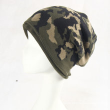 Mens Soft Stretch Winter Knitted Double Layer Camo Jacquard Warm Cap Beanie Hat (HW422)